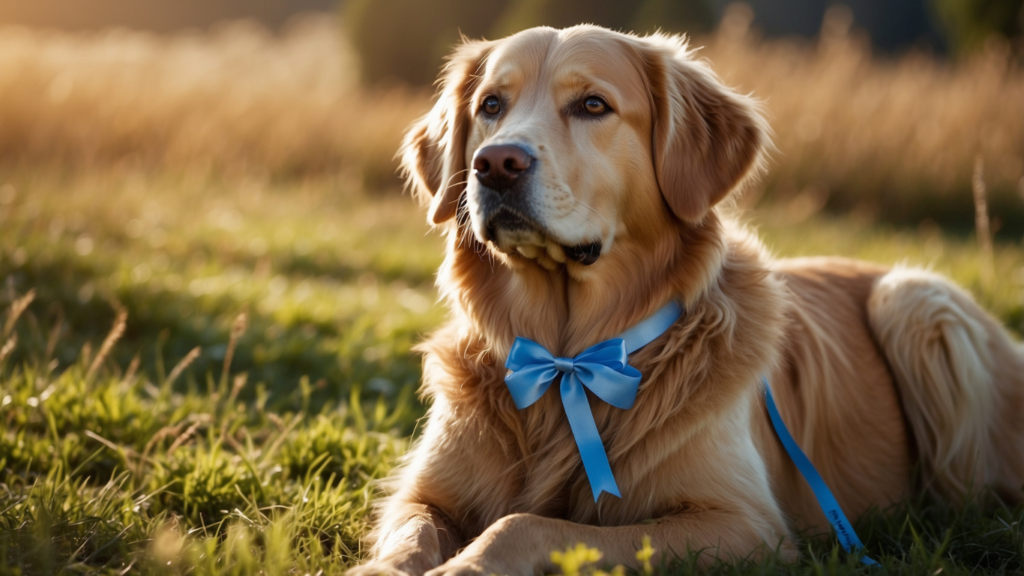 A golden retriever with a calm demeanor, symbolizing emotional support and resources for those navigating prostate health