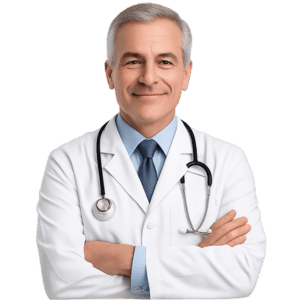 Confident male doctor promoting prostate health at The Prostate Pantry