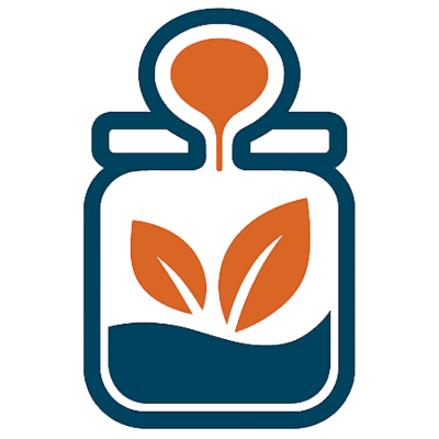 The Prostate Pantry logo featuring a stylized medical jar with a leaf inside