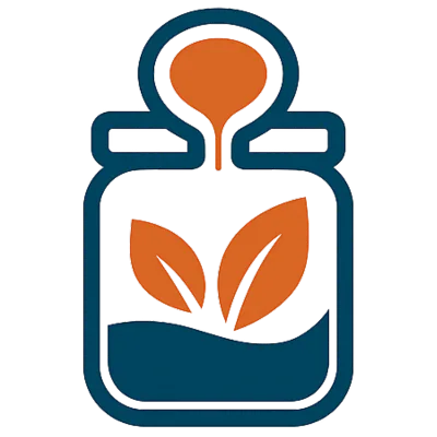 The Prostate Pantry logo featuring a stylized medical jar with a leaf inside