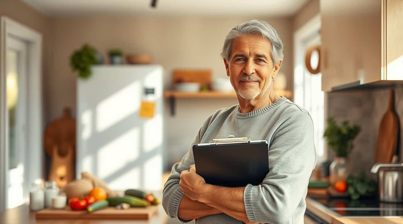 Taking Action: Prostate Cancer Prevention Checklist A man holding a clipboard with a checklist, representing proactive steps and lifestyle changes for prostate cancer prevention